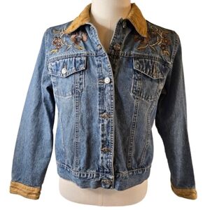 Faded Glory Embroidered Denim and Suede Jacket